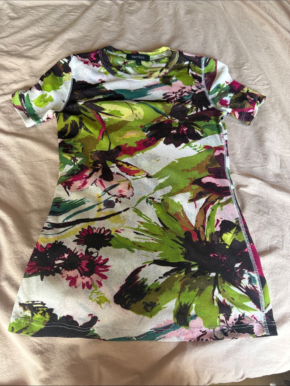Karen Kane Short sleeved Floral burnout TShirt